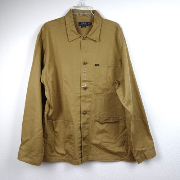Polo Ralph Lauren Chore Jacket Men's Size XL Brown Shacket Overshirt Twill - Picture 2 of 10